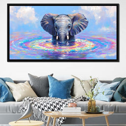 Elephant in Dreamy Waters - NicheCanvas