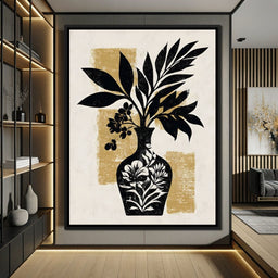 Botanical Vase Silhouette Gold - NicheCanvas