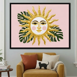 Golden Sunface Tropical Glow - NicheCanvas