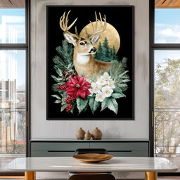 Moonlit Floral Gold Buck - NicheCanvas