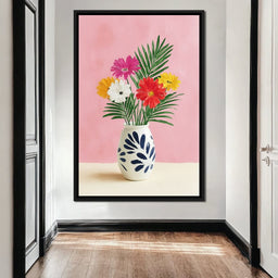 Pink Vase Garden Bouquet - NicheCanvas