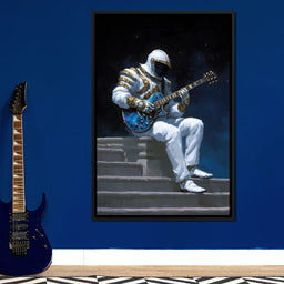 Celestial Guitarist on Lunar Steps - NicheCanvas