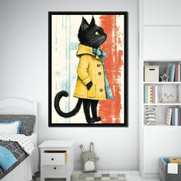 Elegant Feline in Rain Coat - NicheCanvas