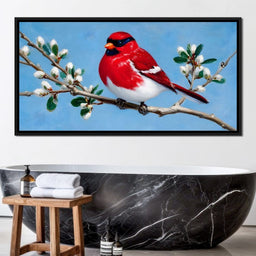Radiant Bird on Blossoming Twig - NicheCanvas
