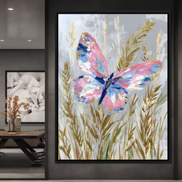 Pastel Butterfly Meadow Painting - NicheCanvas