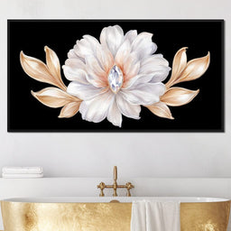 Diamond Heart Golden Peony Flair - NicheCanvas
