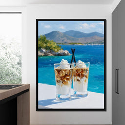 Mediterranean Iced Coffee Break Escape - NicheCanvas