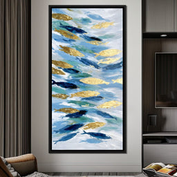 Golden Koi Abstract Waterscape - NicheCanvas