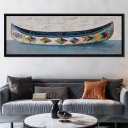 Colorful Coastal Canoe Drift - NicheCanvas