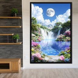 Lunar Reflection Over Falls - NicheCanvas