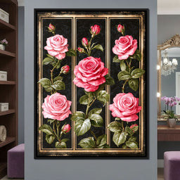 Gilded Damask Rose Collection - NicheCanvas