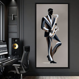 Midnight Jazz Sax Player Elegance - NicheCanvas
