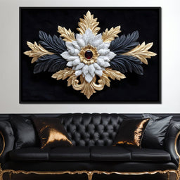 Baroque Marble Gold Ruby Emblem - NicheCanvas
