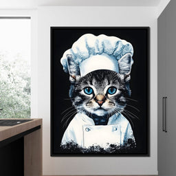 Chef Feline in Snowy Whites - NicheCanvas