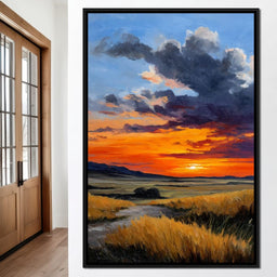 Golden Prairie Sunset Skystorm - NicheCanvas