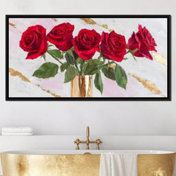 Ruby Roses Gold Leaf Bouquet - NicheCanvas