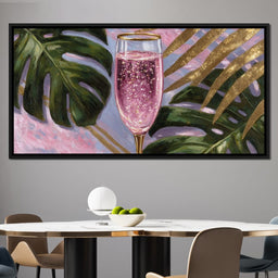 Pink Fizz Gold Palm Soiree - NicheCanvas