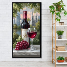 Wine Reflections Cityscape Elegance - NicheCanvas