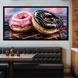 Cosmic Confectionery Over Neon Grids - NicheCanvas