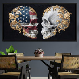 Gilded Patriotic Skull Confront - NicheCanvas