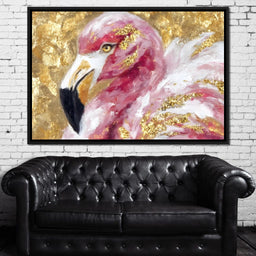 Gilded Flamingo Portrait - NicheCanvas