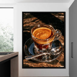 Morning Ritual Over Dark Veined Marble - NicheCanvas