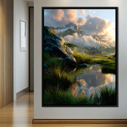 Sunlit Alpine Reflections - NicheCanvas