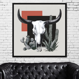Modern Desert Longhorn Geometry - NicheCanvas