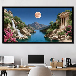 Moonlit Oasis Tranquility - NicheCanvas