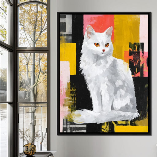 Radiant White Feline Poise Canvas Print