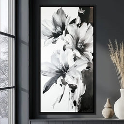 Monochrome Flora Harmony - Wildrose Creations - NicheCanvas