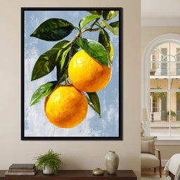 Sunlit Oranges On Branch - NicheCanvas