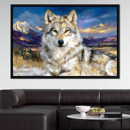 Golden Alpine Wolf Portrait - Neal Hackett - NicheCanvas