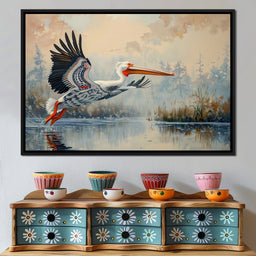 Ethereal Pelican's Graceful Glide - NicheCanvas