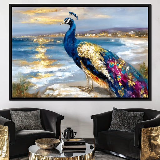 Gilded Peacock Shorelight Canvas Print