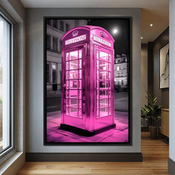 Pink Telephone Booth - NicheCanvas