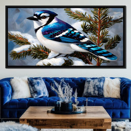 Winter Songbird on Pines - NicheCanvas