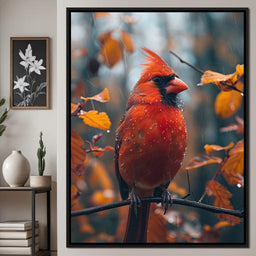 Autumn Cardinal's Perch - NicheCanvas