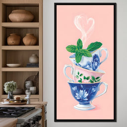 Floral Teacup Tower Heartbeat - NicheCanvas
