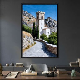 Mediterranean Stone Tower Pathway - NicheCanvas