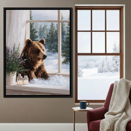 Bear by Winter Window Light - NicheCanvas
