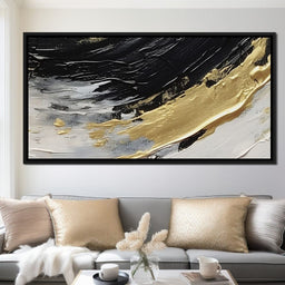 Golden Current Abstract Landscape - NicheCanvas