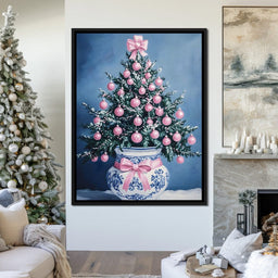 Holiday Fir With Pink Baubles - NicheCanvas