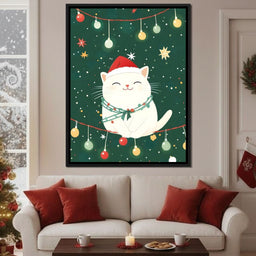 Jolly Santa Kitty Holiday Lights - NicheCanvas