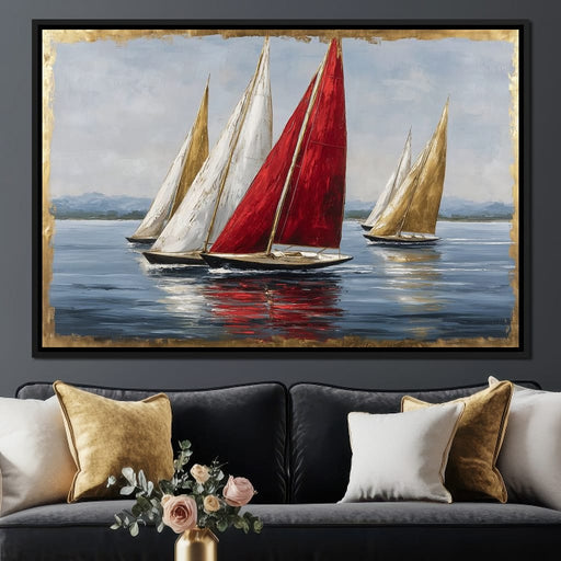 Bold Regatta On Open Water Canvas Print