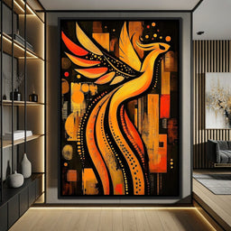 Phoenix in Golden Auras - NicheCanvas