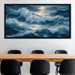 Sunlit Ocean Cresting Waves - NicheCanvas