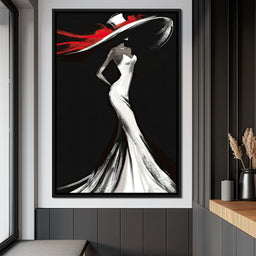 The White Dress - Elegant Silhouette in Red - NicheCanvas