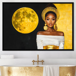 Golden Moon Goddess Portrait - NicheCanvas