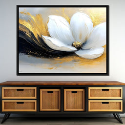 Golden Petals Onyx Dance - NicheCanvas